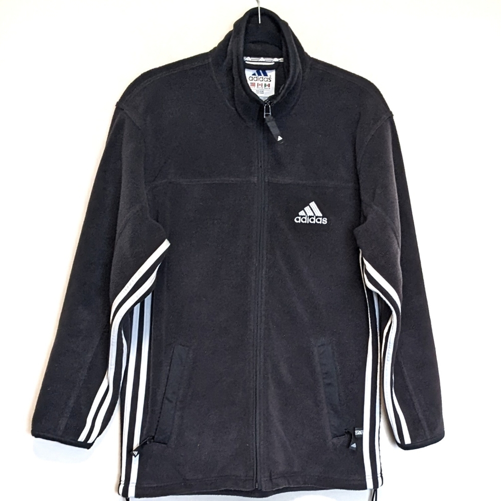 Vtg Adidas fleece jacket Y2K three stripe sz L